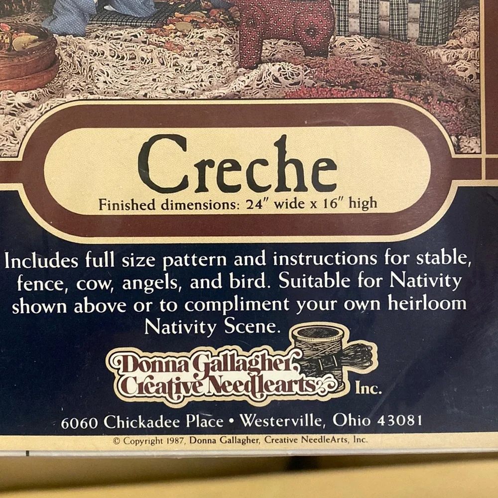NEW Christmas Nativity Scene Crèche Pattern Folk Stable Fence Cow Angel Bird NEW